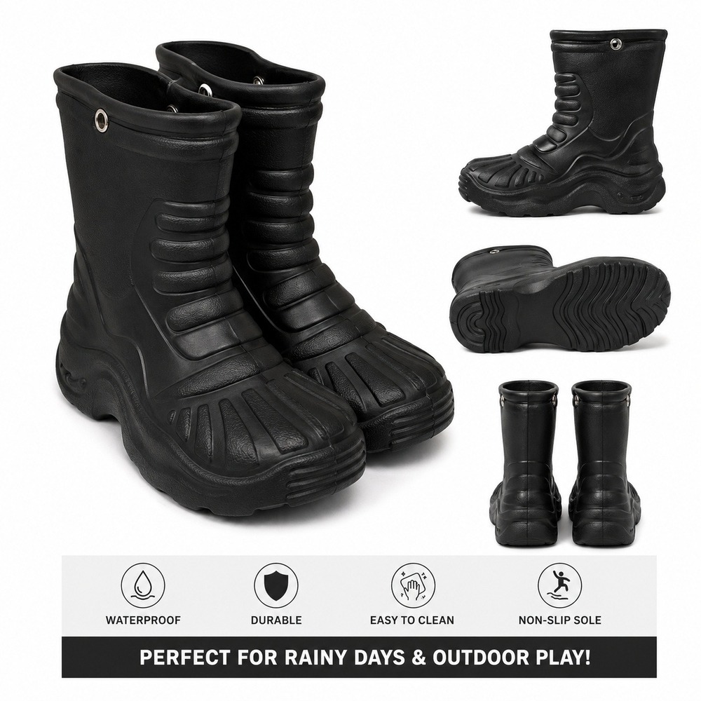 Little Boy Rain Boots Black Waterproof Size 1.5 New With Tags